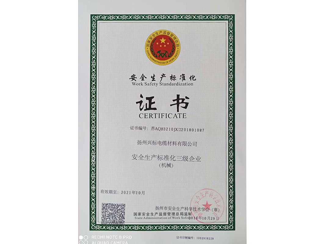 安全生產(chǎn)標(biāo)準(zhǔn)化證書 安全生產(chǎn)標(biāo)準(zhǔn)化證書